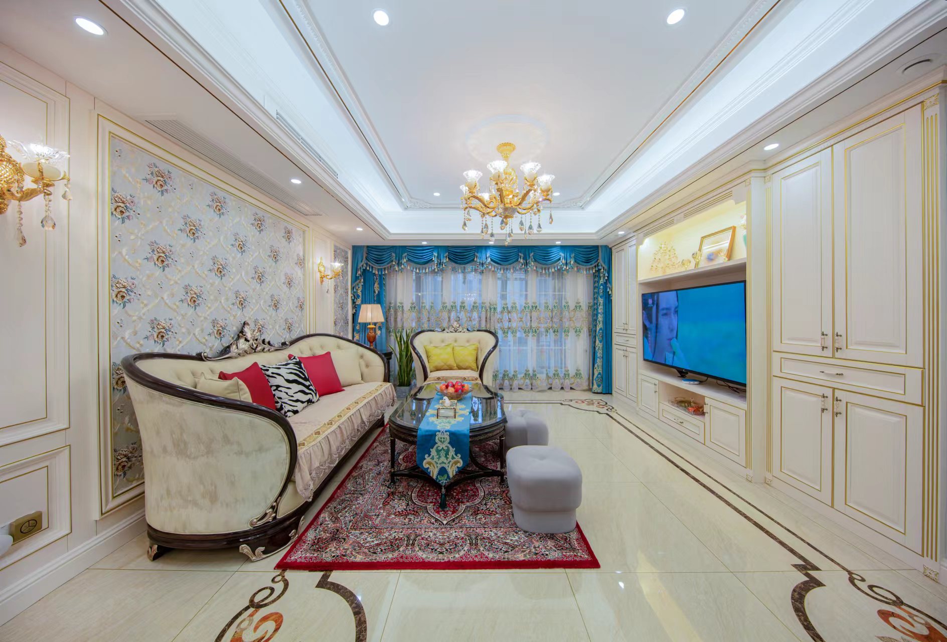 興華御水瀾灣180平新古典風格裝修效果圖