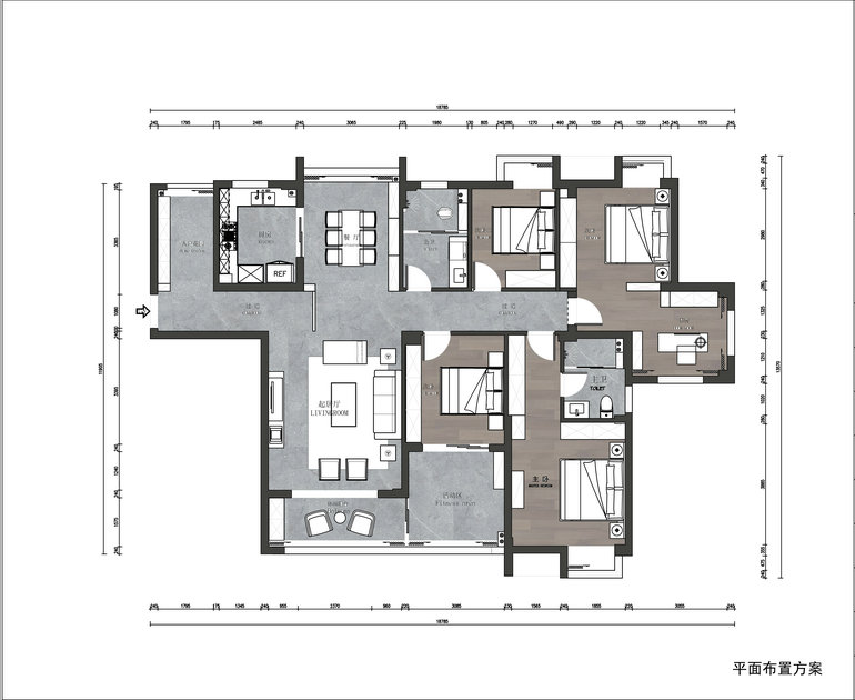 菩提苑200平現代風格裝修效果圖