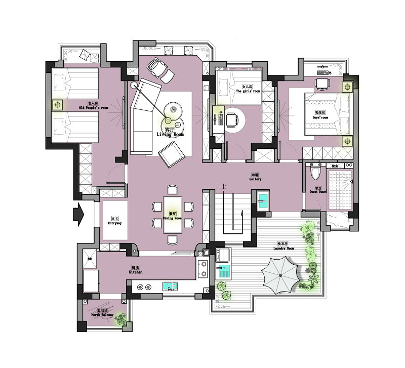 愛家名校華城現代風格復式樓裝修效果圖