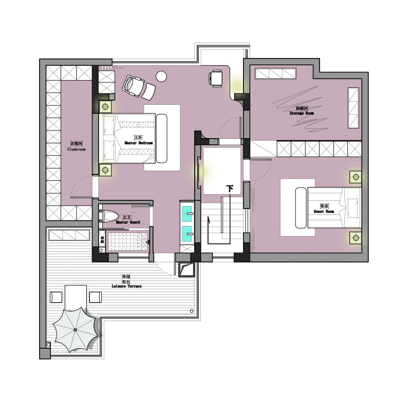 愛家名校華城現代風格復式樓裝修效果圖