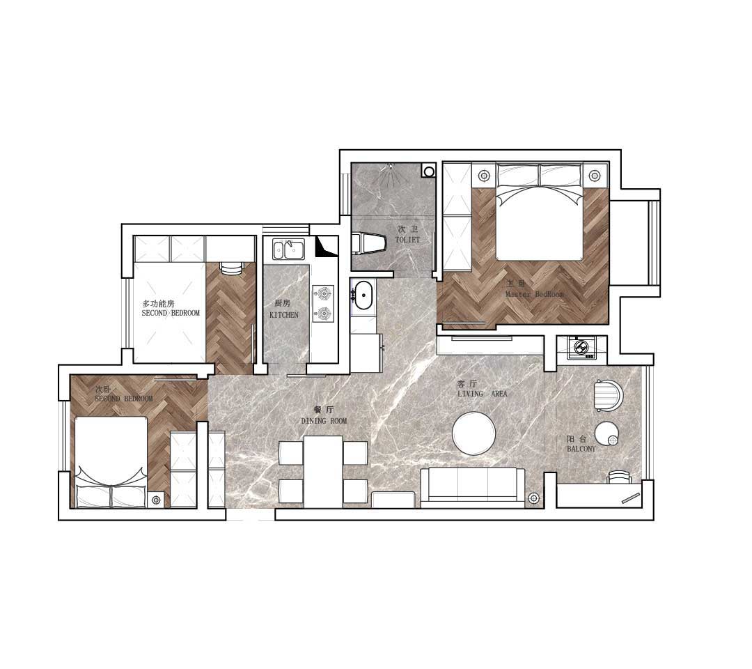 聯投花山郡97平現代風格裝修效果圖
