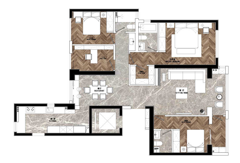 華發外灘首府180平現代風格裝修效果圖