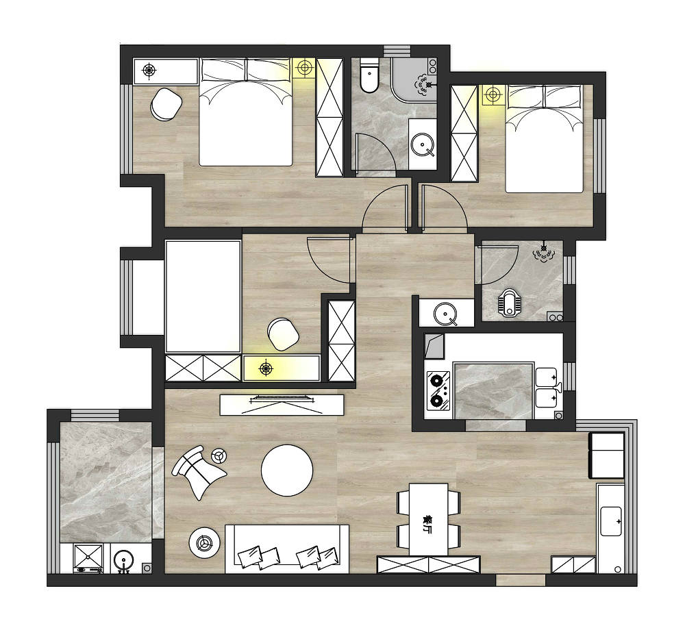 保利清能西海岸北歐風格裝修效果圖