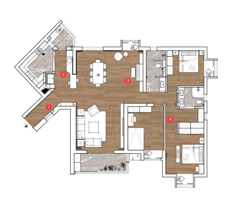 世紀江尚意式輕奢風格裝修效果圖