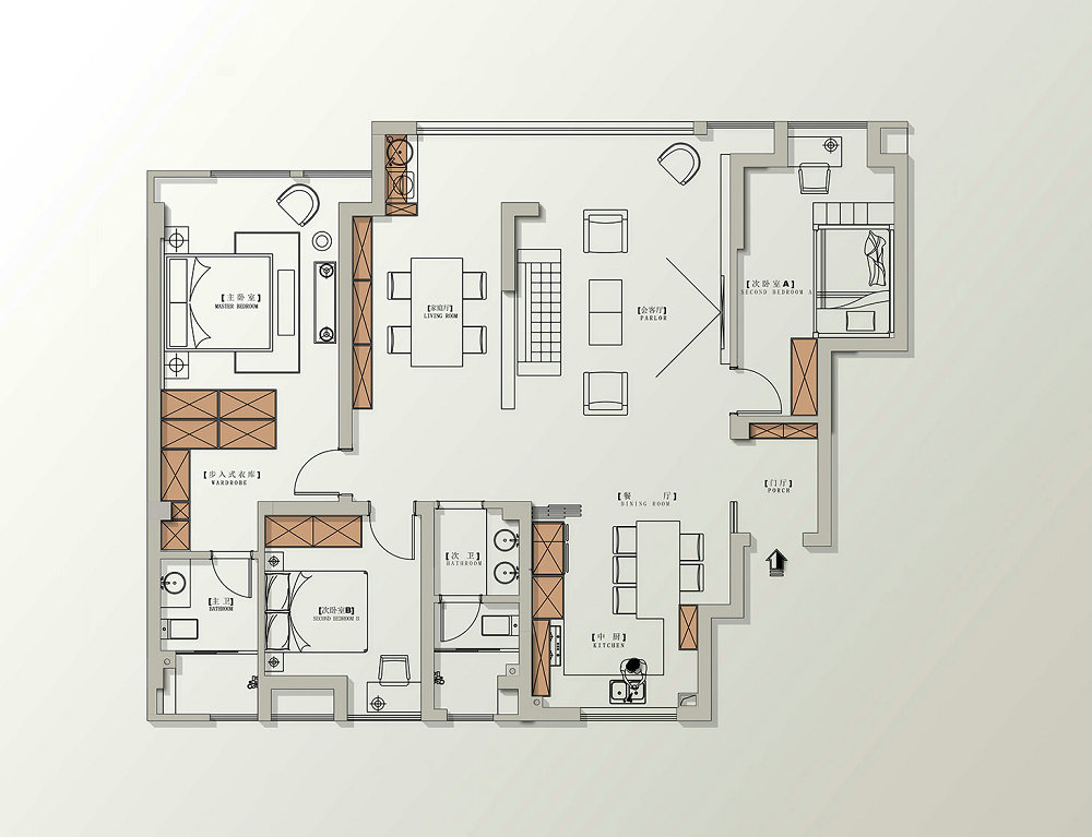 洺悅御府現代風格實景裝修效果圖
