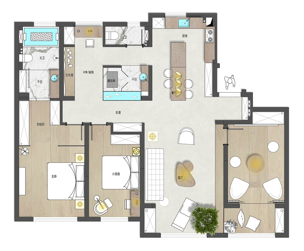 正榮紫闕臺現代簡約風格實景裝修效果圖