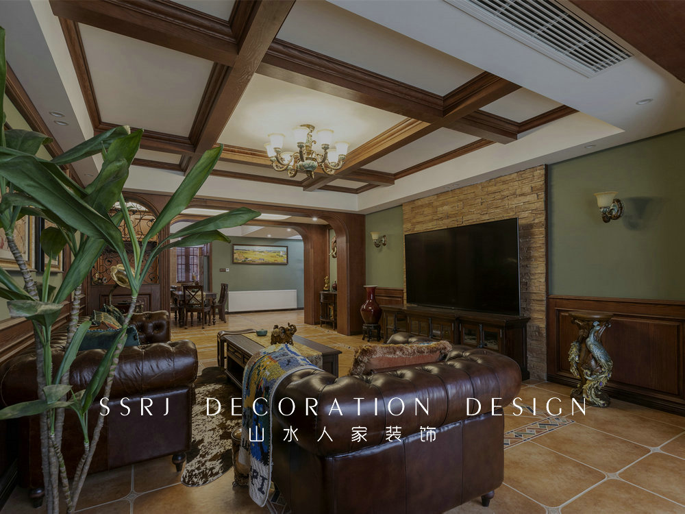 海倫小鎮復古美式風格實景裝修效果圖