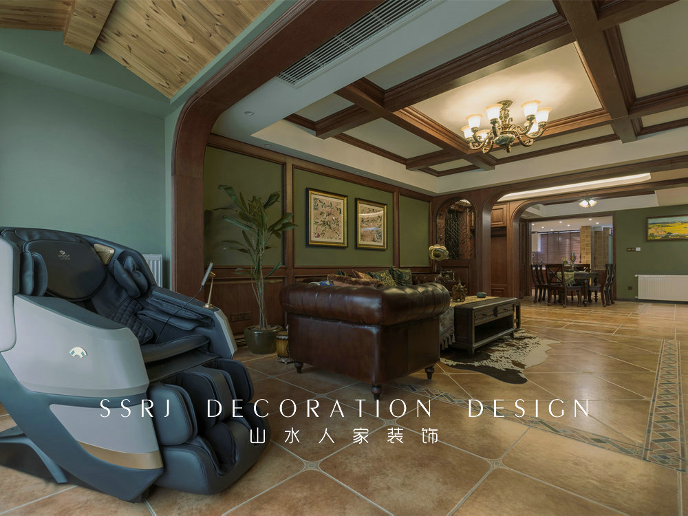 海倫小鎮復古美式風格實景裝修效果圖