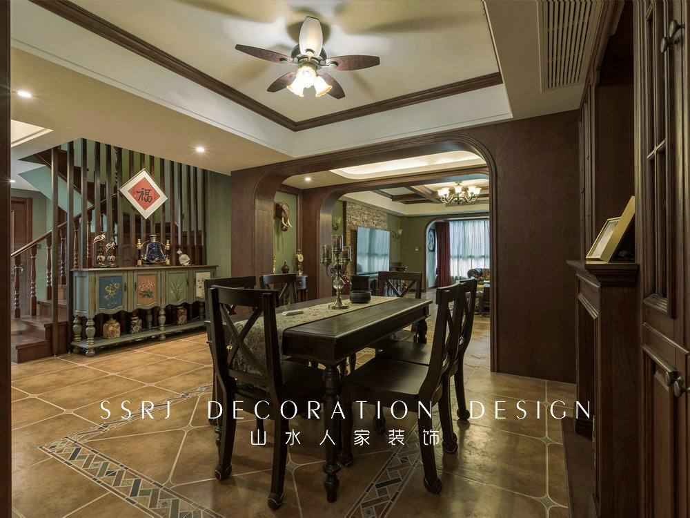 海倫小鎮復古美式風格實景裝修效果圖