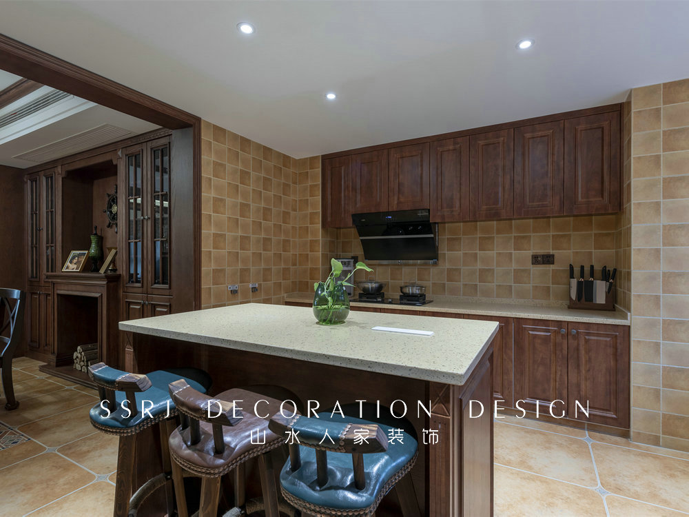 海倫小鎮復古美式風格實景裝修效果圖