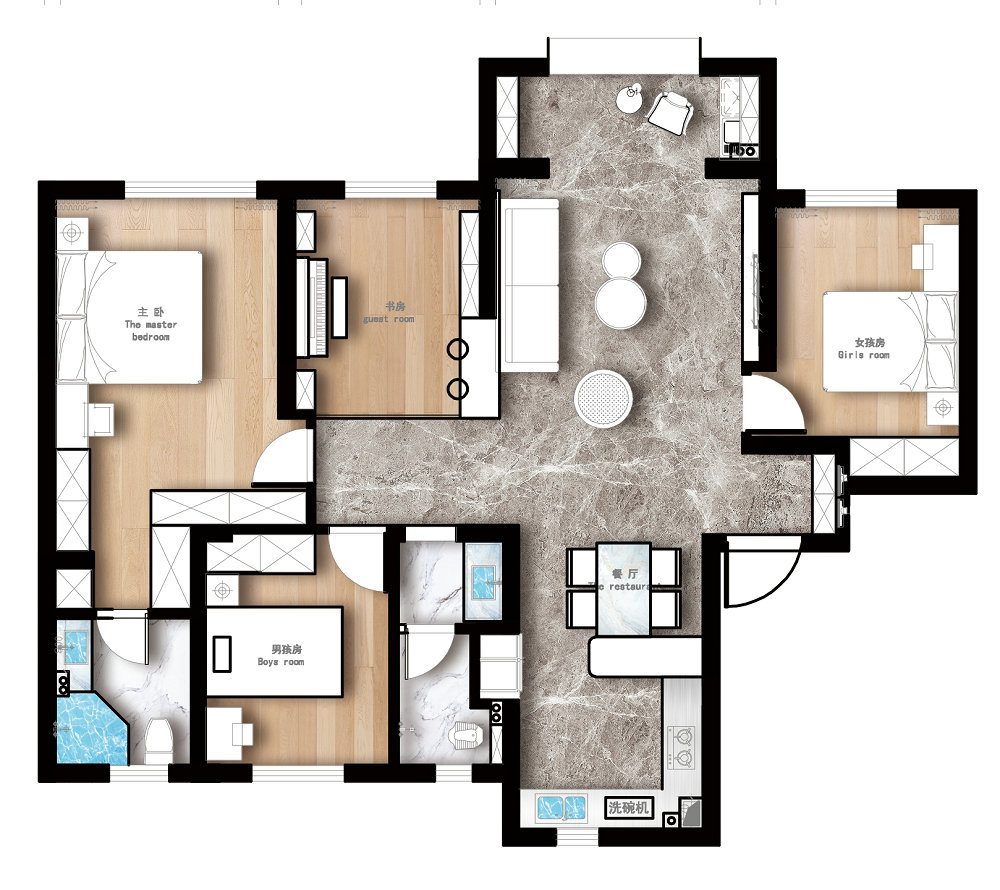 正榮紫闕臺現代風格實景裝修效果圖