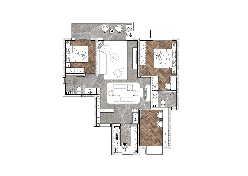 中建星光城現代風格裝修效果圖