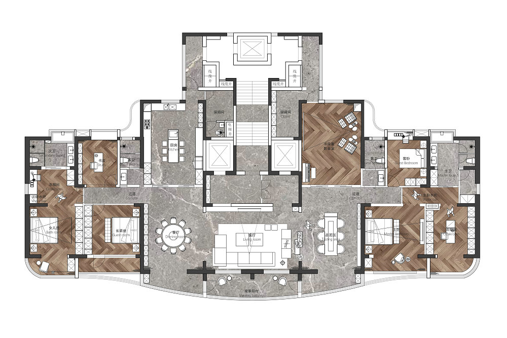 紐賓凱國際社區錦城現代風格裝修效果圖