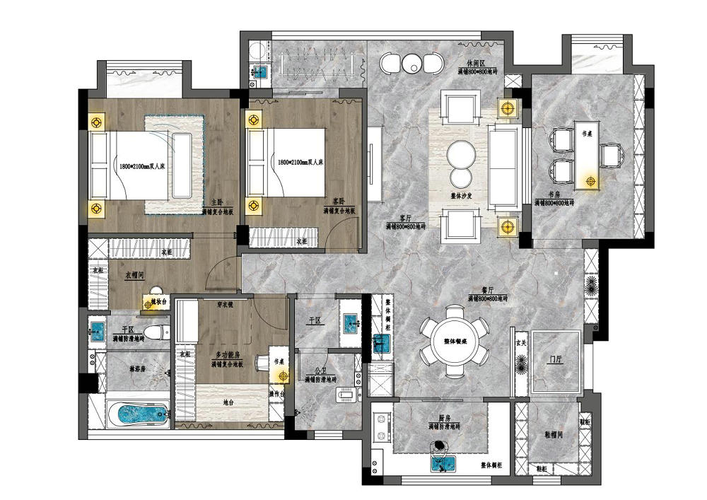 聯投光谷瑞園160平中式風格裝修效果圖