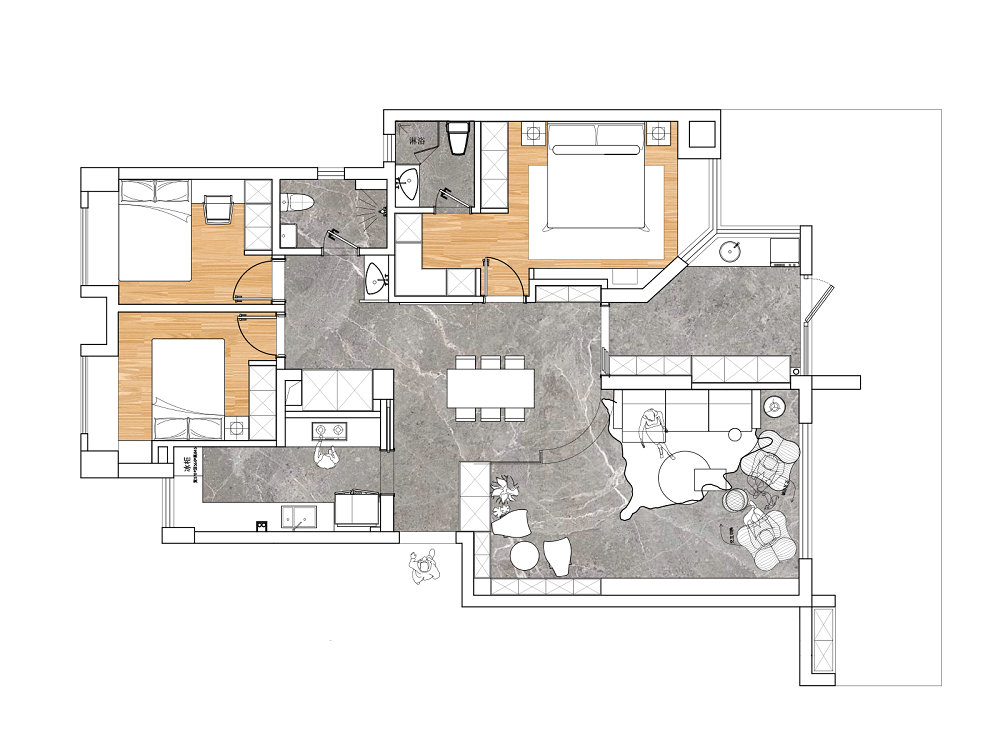 琴臺穎園124平現代風格裝修效果圖