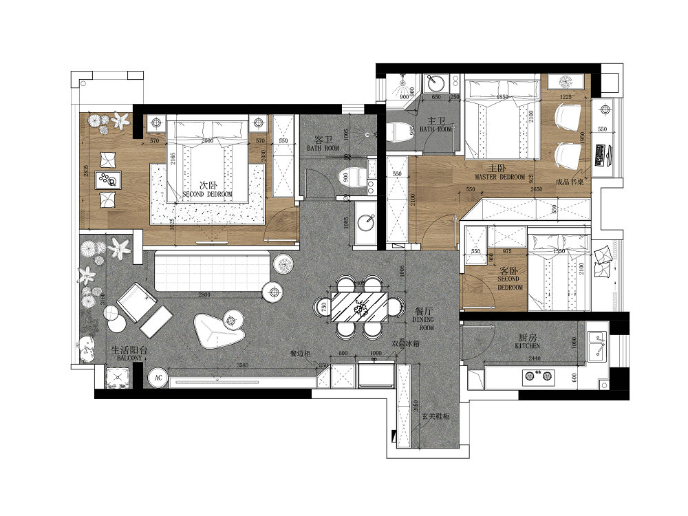 融創望江府115平現代奶油風格裝修效果圖