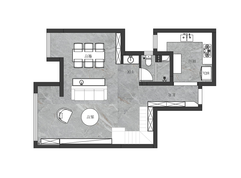 萬豪世紀天街143平現代法式風格裝修效果圖