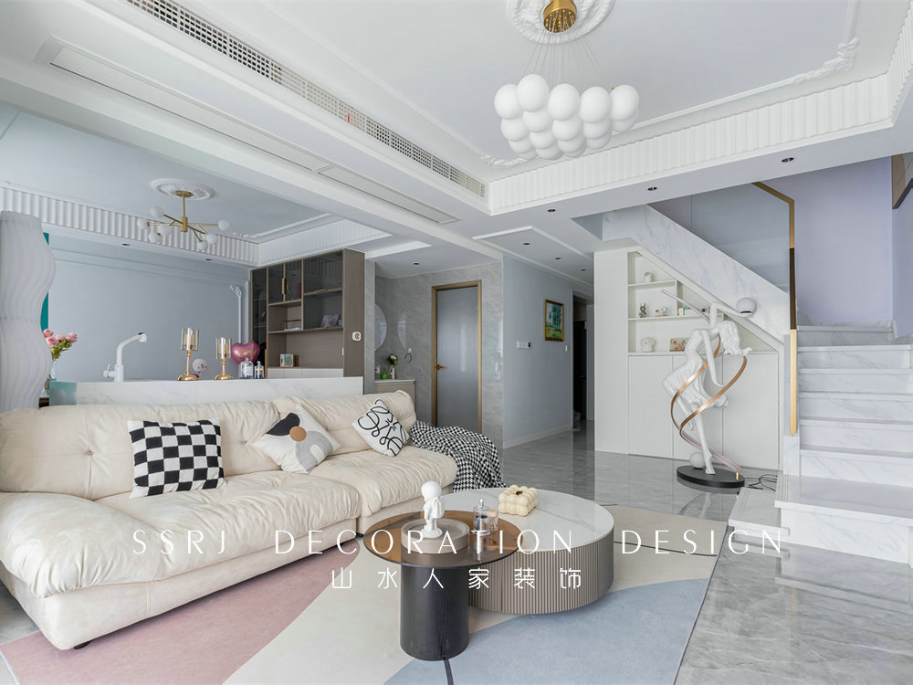 萬豪世紀天街143平現代法式風格裝修效果圖