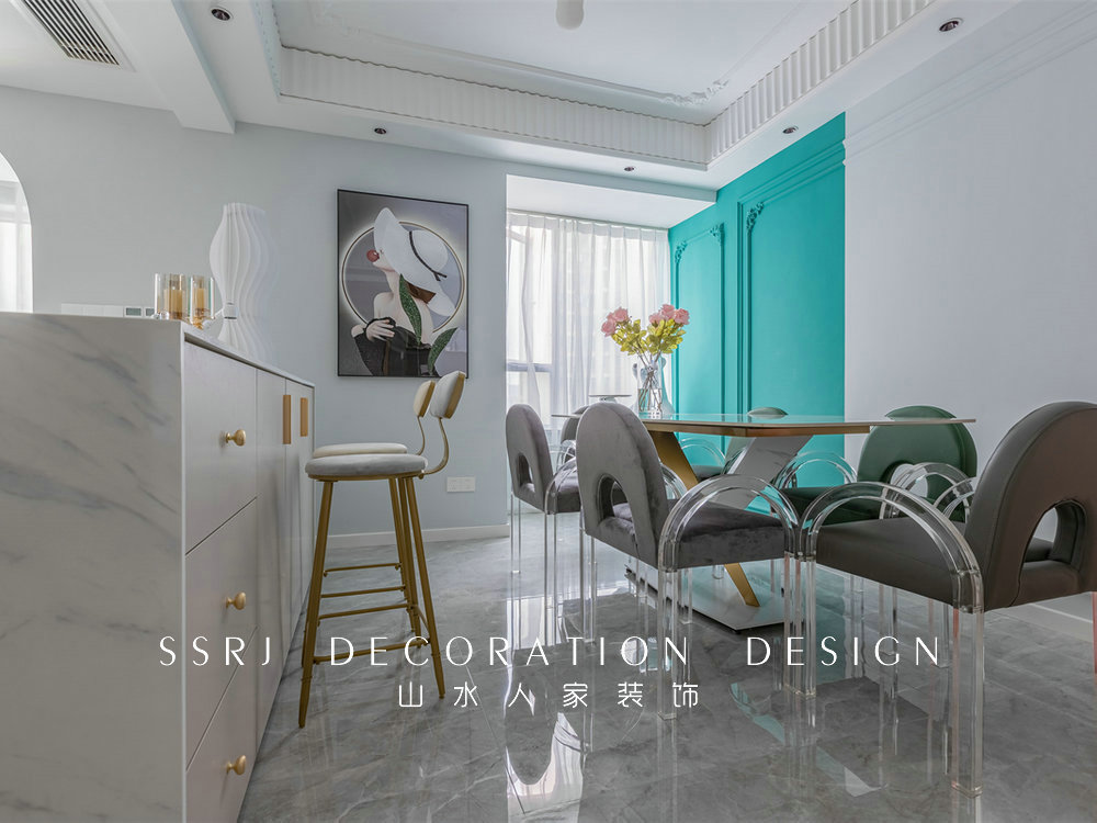 萬豪世紀天街143平現代法式風格裝修效果圖