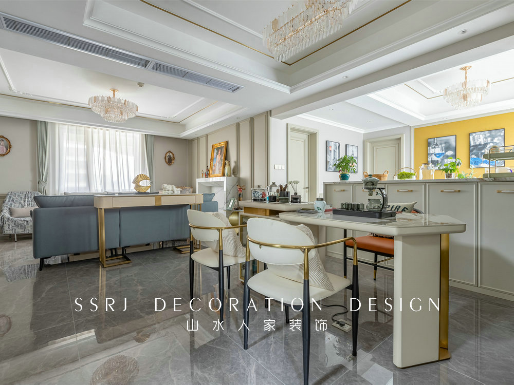 國博新城泊雅居160平美式輕奢風格裝修效果圖