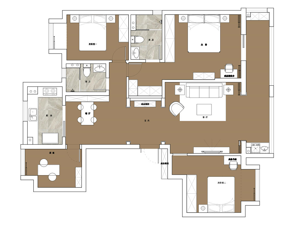 中建錦繡文城140平新中式風格裝修效果圖