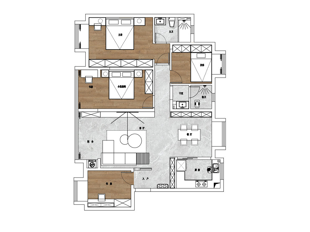 東方尚錦140平現代風格裝修效果圖