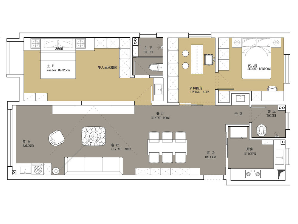 雙墩社區130平現代風格裝修效果圖