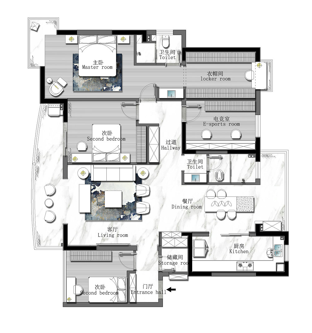 聯通佳苑170平現代風格裝修效果圖