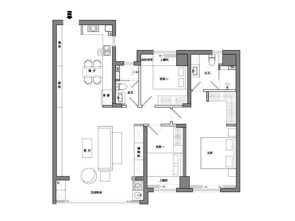 華僑城歡樂天際129平現代風格裝修效果圖