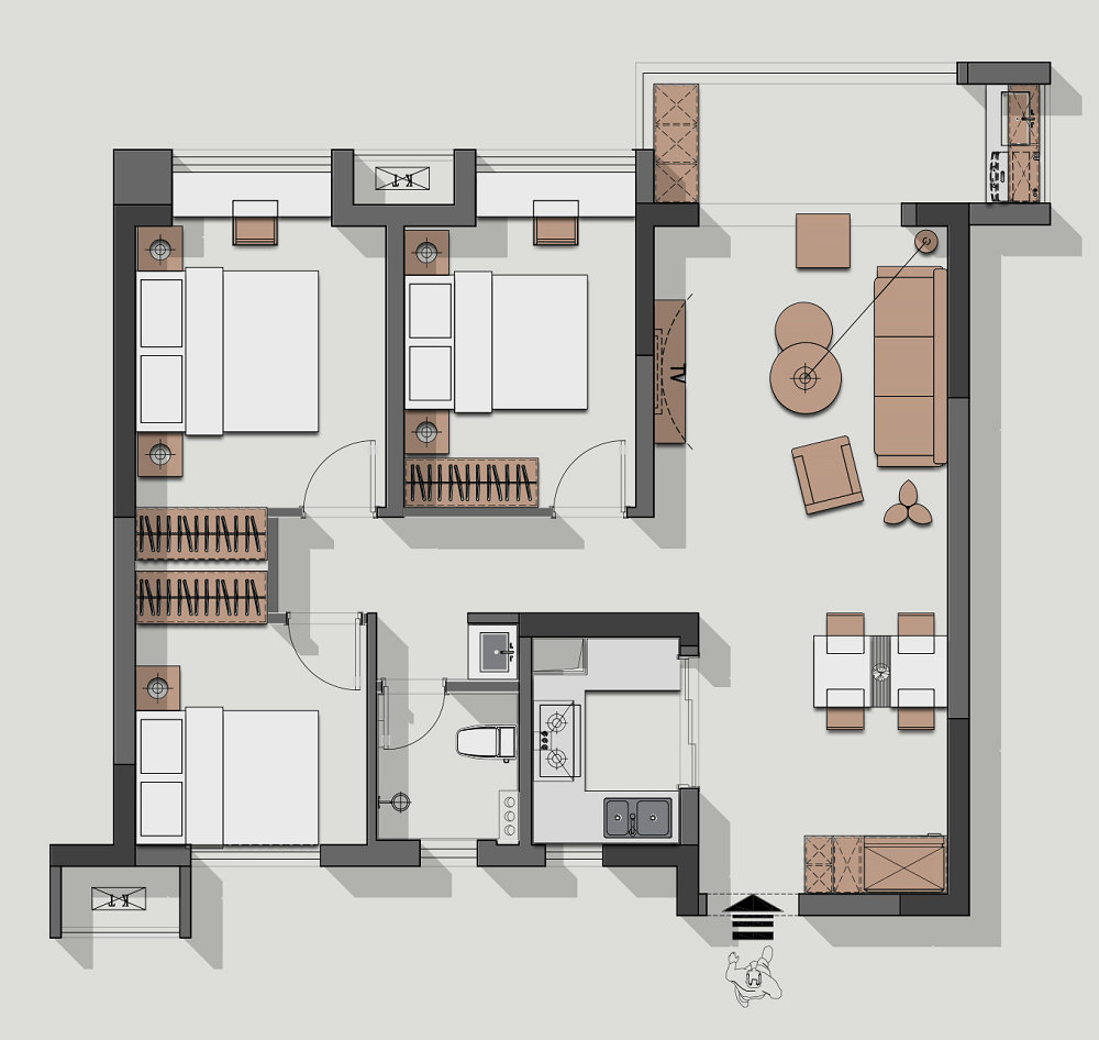 融創城94平法式復古風格裝修效果圖