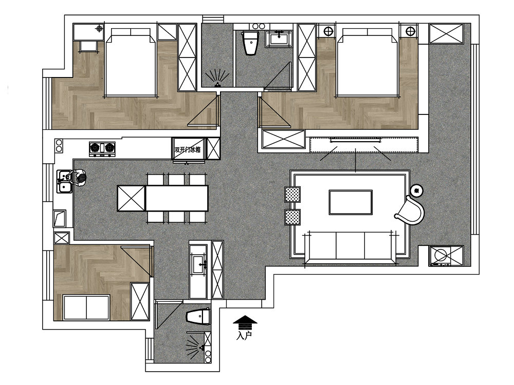 融創瀾岸120平現代風格裝修效果圖