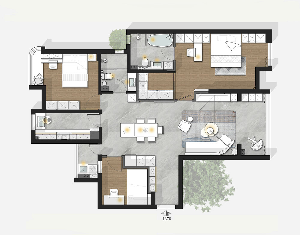 幸福時代大家130平現代簡約風格裝修效果圖