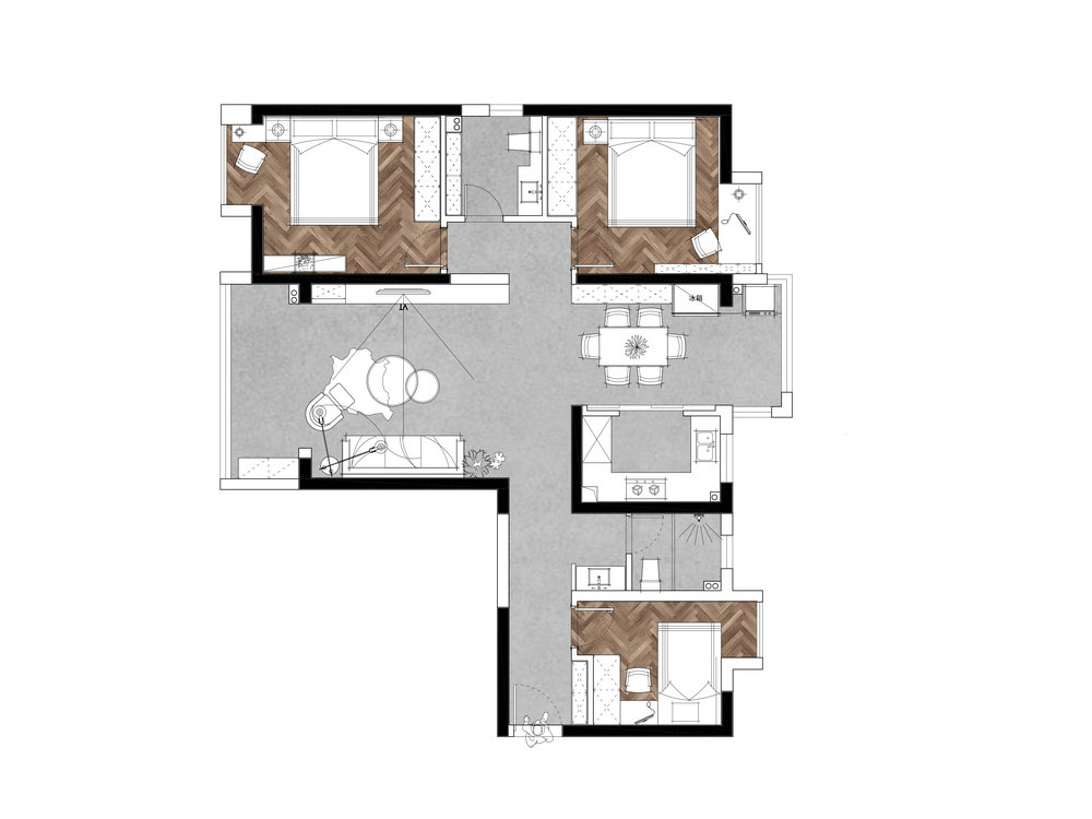 中建鉑公館128平現代風格裝修效果圖