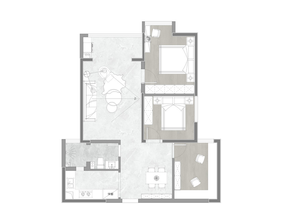 中建鉑公館102平現代風格裝修效果圖