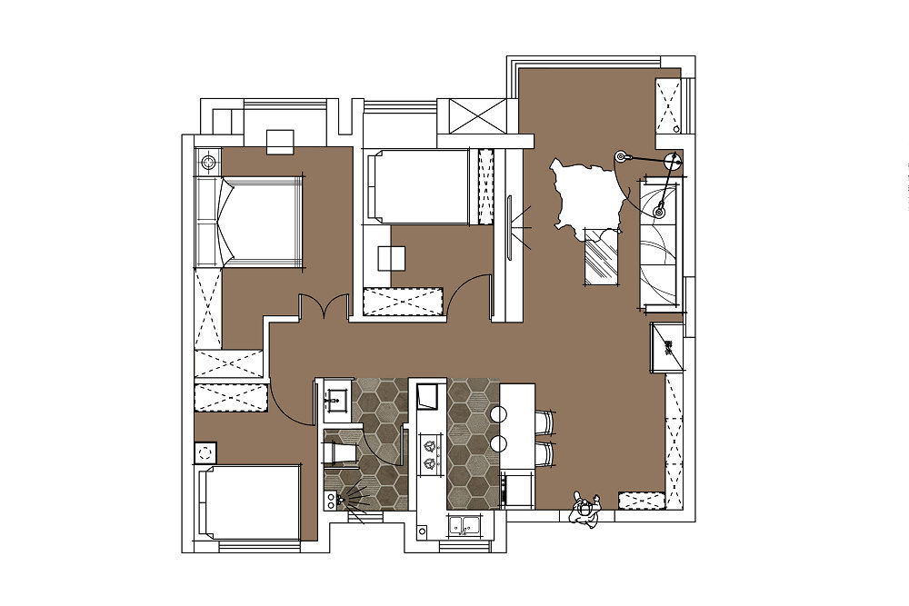 中建鉑公館106平法式復古風格裝修效果圖