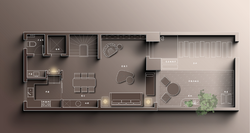 建發金茂璽悅310平中古風格裝修效果圖