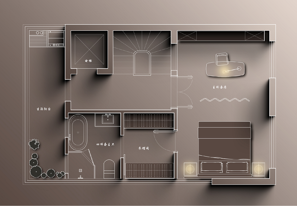 建發金茂璽悅310平中古風格裝修效果圖