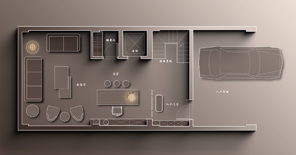 建發金茂璽悅310平中古風格裝修效果圖