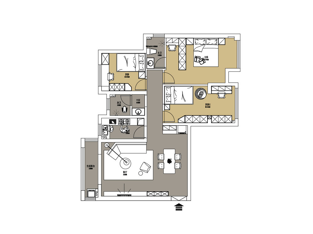 聯發九都府120平現代風格裝修效果圖