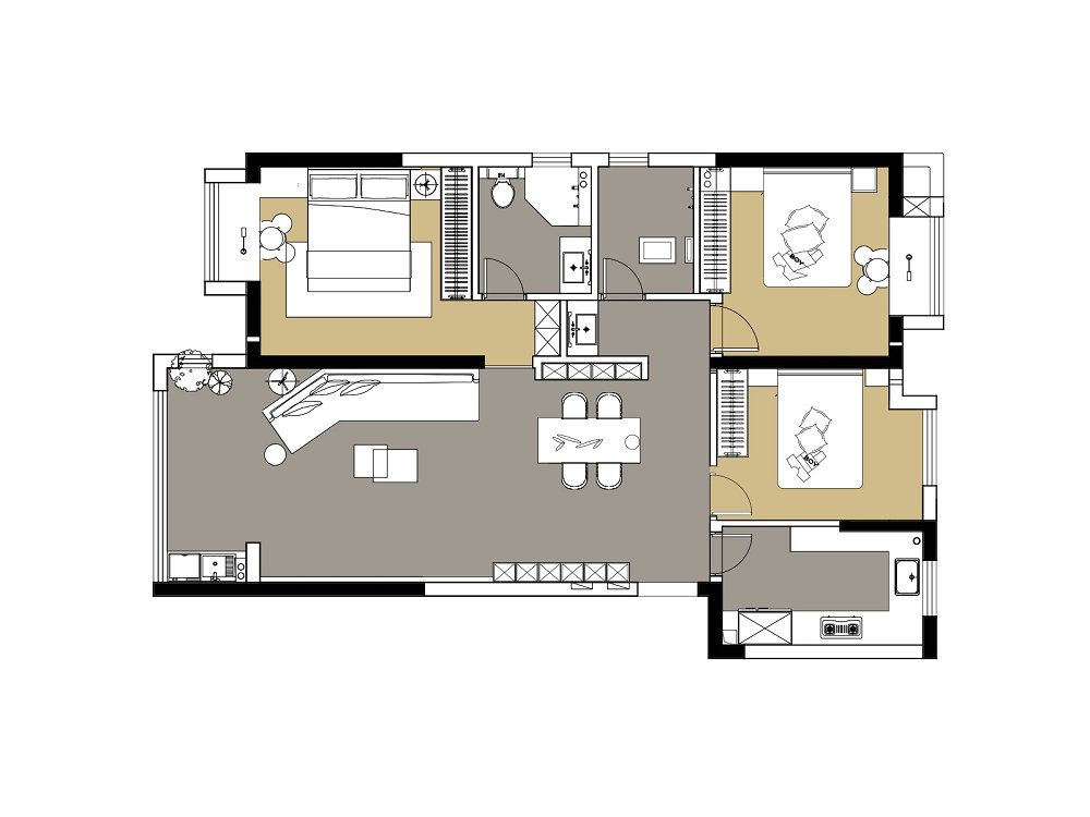 中建鉑公館122平現代風格裝修效果圖
