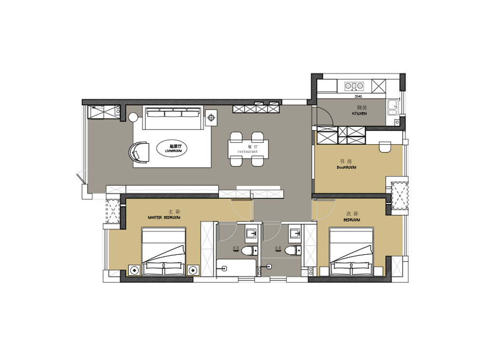 中建鉑公館127平現代風格裝修效果圖
