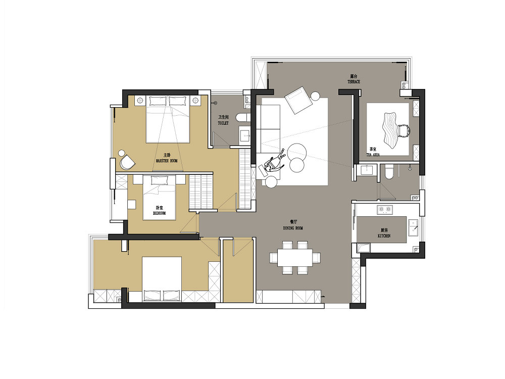 城投聯投江南岸177平現代風格裝修效果圖