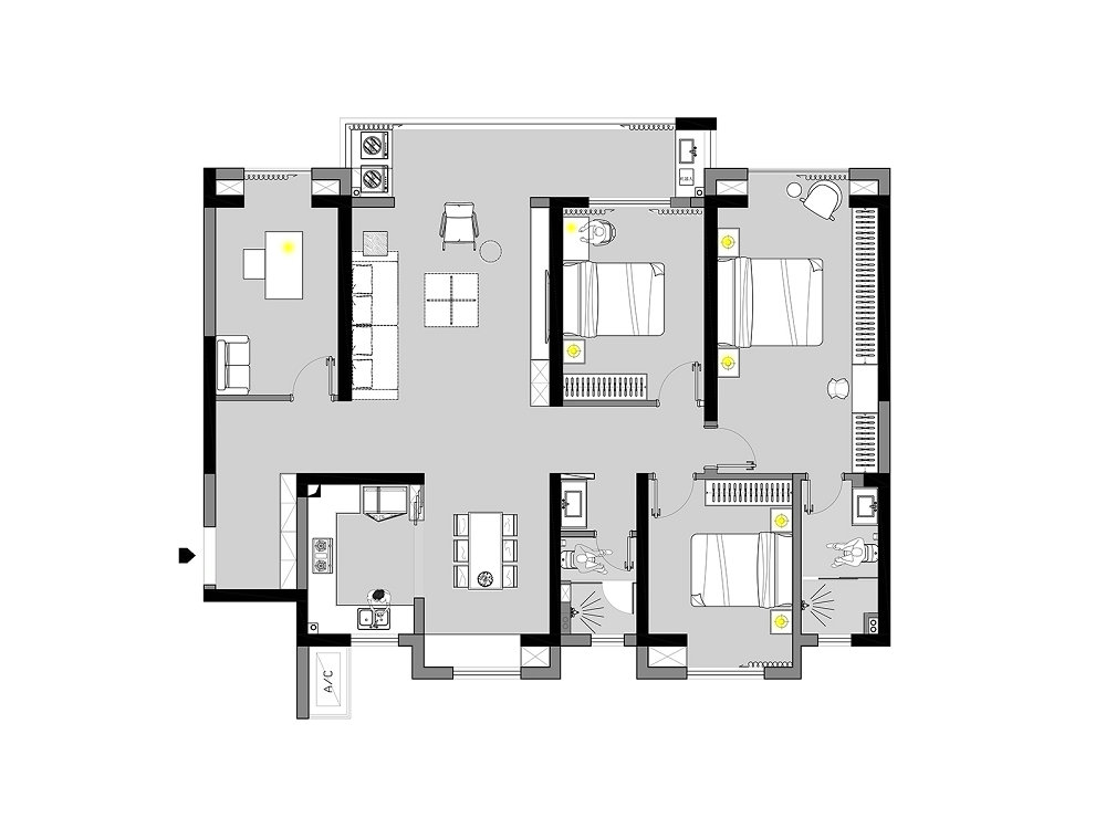 中建鉑公館164平現代風格裝修效果圖