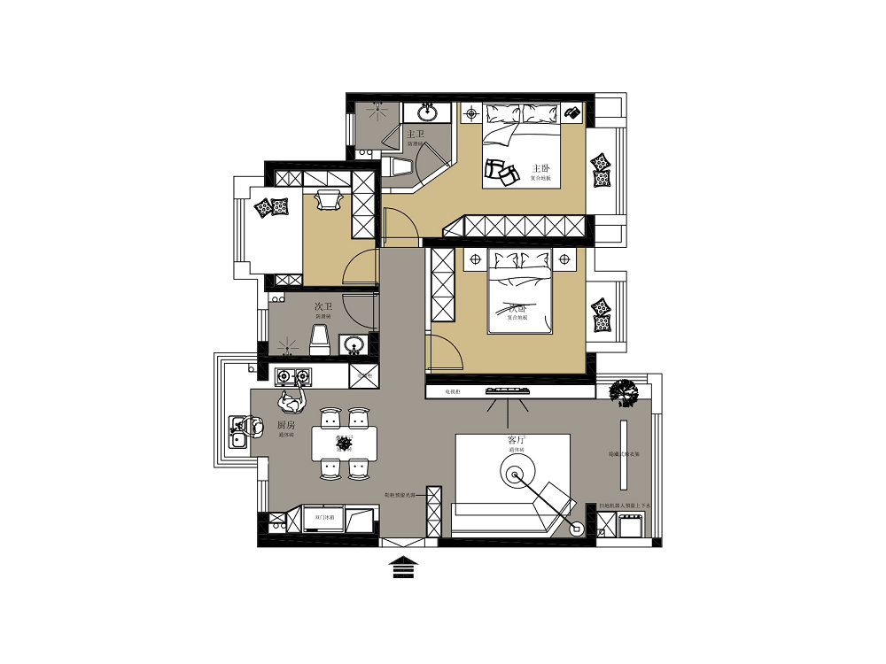錦繡江城117平現代風格效果圖