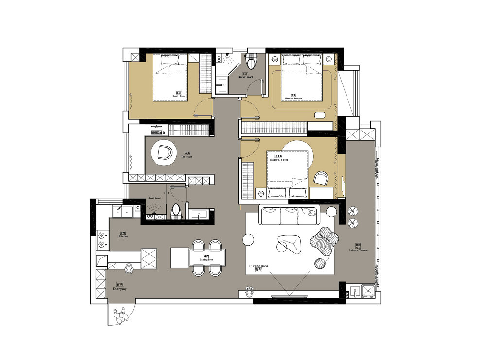 城投聯投江南岸140平意式極簡風格裝修效果圖