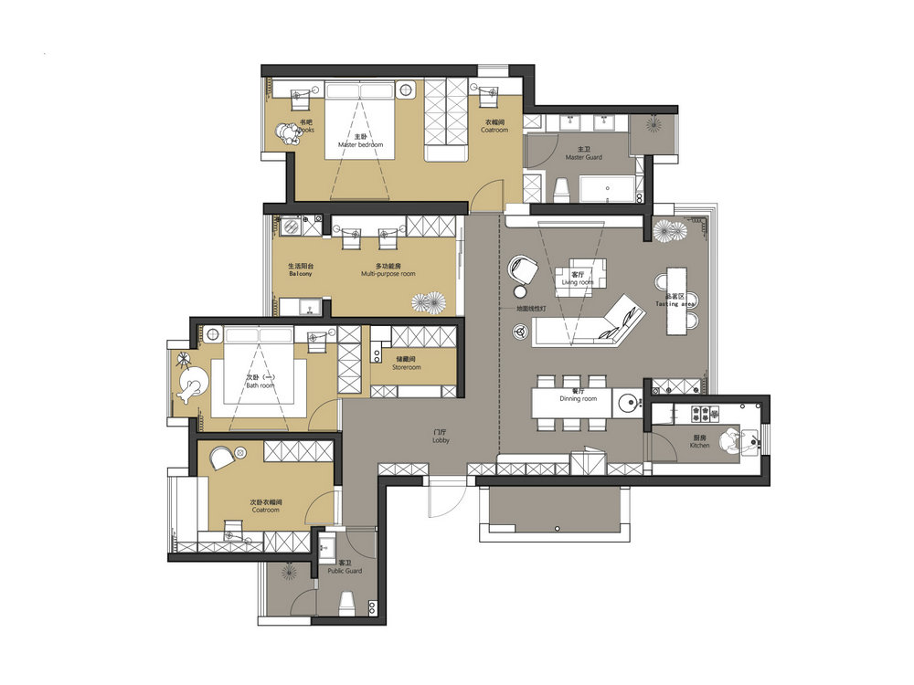 青山樽197平現代風格裝修效果圖