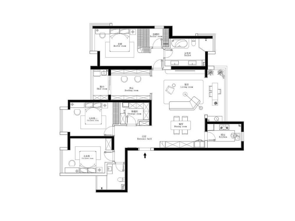青山樽197平米現代風格裝修效果圖