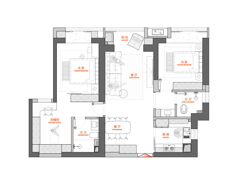 星譽國際云居127平現代奶油風格裝修效果圖