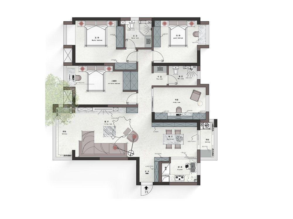 中建鉑公館159平現代奶油風格裝修效果圖
