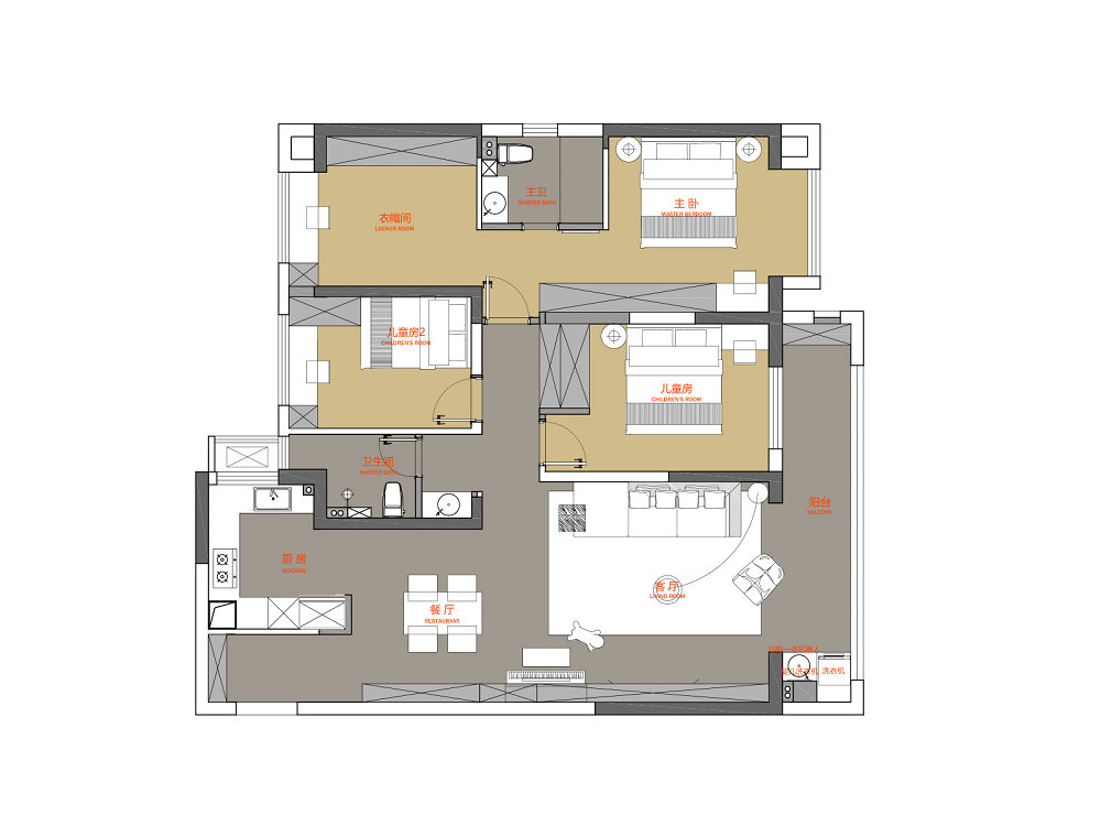 城投聯投江南岸140現代風格裝修效果圖